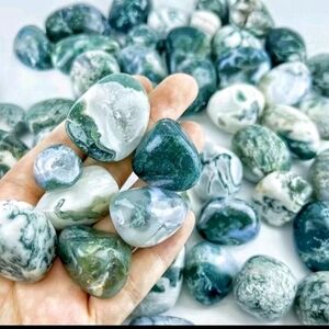 Tumbled Green Moss Agate 2 Pc